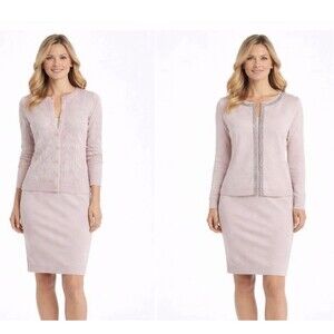 St. John Evening/Collection 3 Piece Knit Suite Skirt & 2 Jackets Size 4 Pink